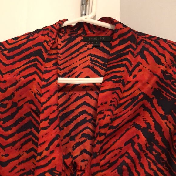 Rachel Zoe Animal Print Abstract Silk Blouse - Picture 2 of 7